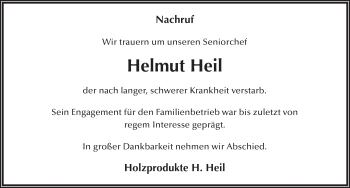 Traueranzeige von Helmut Heil von Fuldaer Zeitung
