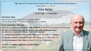Traueranzeige von Fritz Heller von FZ