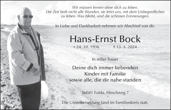 Traueranzeige von Hans-Ernst Bock von FZ
