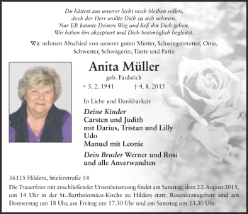 Traueranzeige von Anita Müller 