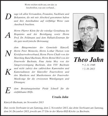 Traueranzeige von Theo Jahn 