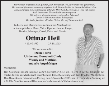 Traueranzeige von Ottmar Heil 