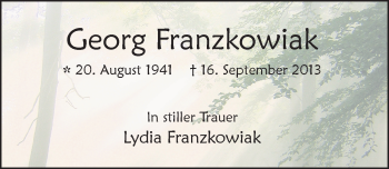 Traueranzeige von Georg Franzkowiak 