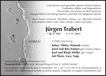 Traueranzeige von Jürgen Trabert 
