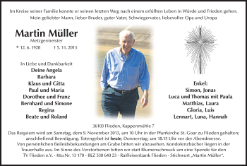 Traueranzeige von Martin Müller 