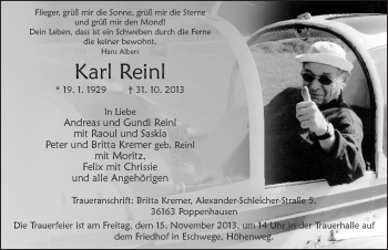 Traueranzeige von Karl Reinl 