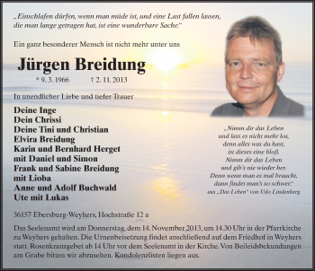 Traueranzeige von Jürgen Breidung 