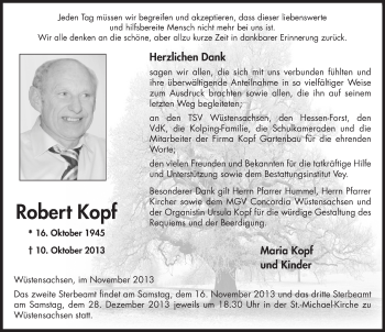 Traueranzeige von Robert Kopf 