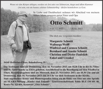 Traueranzeige von Otto Schmitt 