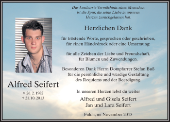 Traueranzeige von Alfred Seifert 