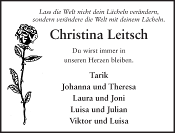 Traueranzeige von Christina Leitsch 