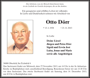 Traueranzeige von Otto Dörr 