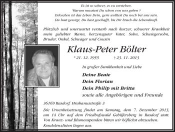 Traueranzeige von Klaus-Peter Bölter 