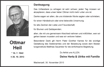 Traueranzeige von Ottmar Heil 
