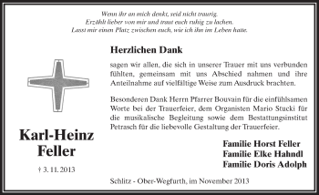Traueranzeige von Karl-Heinz Feller 