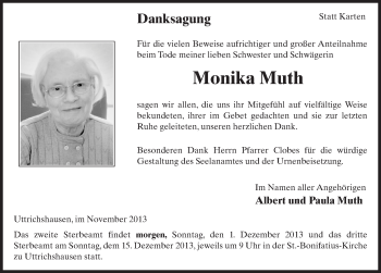 Traueranzeige von Monika Muth 