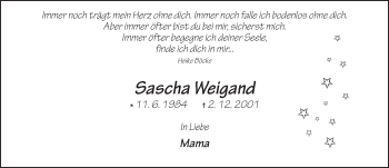 Traueranzeige von Sascha Kremer 