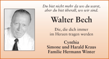 Traueranzeige von Walter Bech 