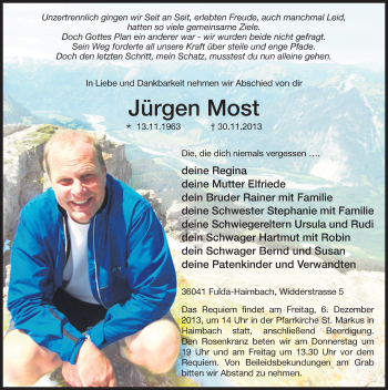 Traueranzeige von Jürgen Most 