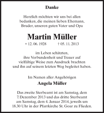 Traueranzeige von Martin Müller 