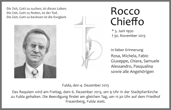 Traueranzeige von Rocco Chieffo 