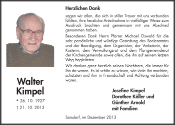 Traueranzeige von Walter Kimpel 