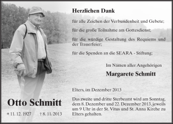 Traueranzeige von Otto Schmitt 