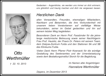 Traueranzeige von Otto Werthmüller 