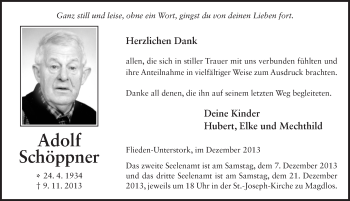 Traueranzeige von Adolf Schöppner 