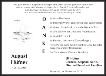 Traueranzeige von August Hüfner 