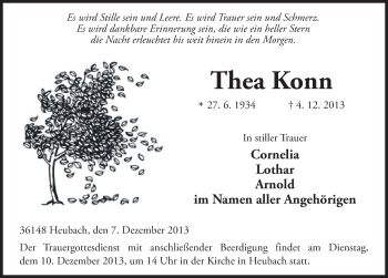 Traueranzeige von Thea Konn 