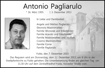Traueranzeige von Antonio Pagliarulo 