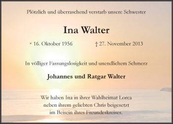 Traueranzeige von Ina Walter 