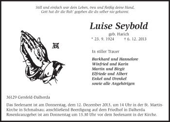Traueranzeige von Luise Seybold 
