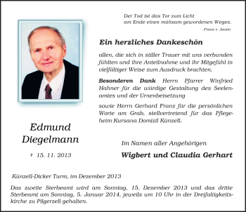 Traueranzeige von Edmund Diegelmann 