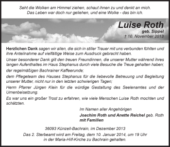 Traueranzeige von Luise Roth 