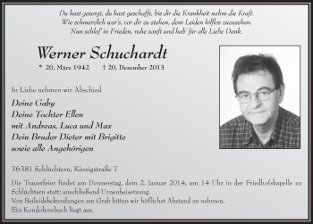 Traueranzeige von Werner Schuchardt 