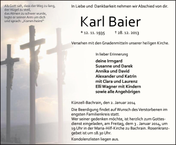 Traueranzeige von Karl Baier 