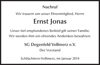 Traueranzeige von Ernst Jonas 