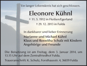 Traueranzeige von Eleonore Kühnl 