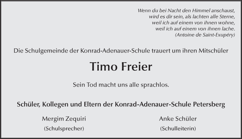  Traueranzeige für Timo Freier vom 08.01.2014 aus 