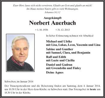 Traueranzeige von Norbert Auerbach 