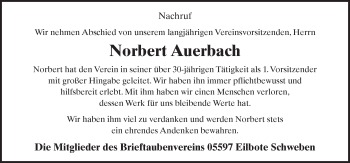 Traueranzeige von Norbert Auerbach 