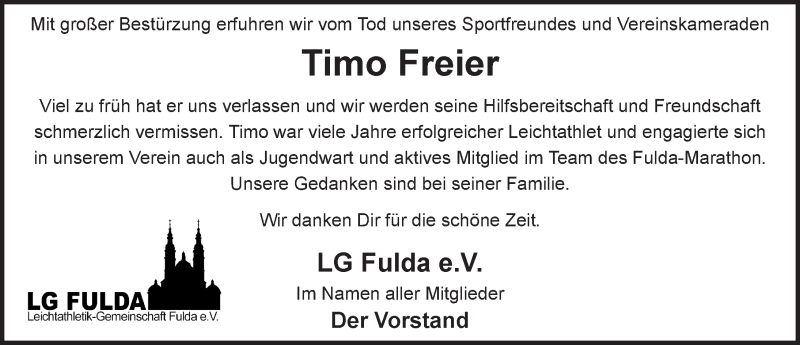  Traueranzeige für Timo Freier vom 08.01.2014 aus 