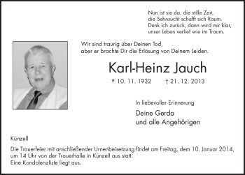 Traueranzeige von Karl-Heinz Jauch 