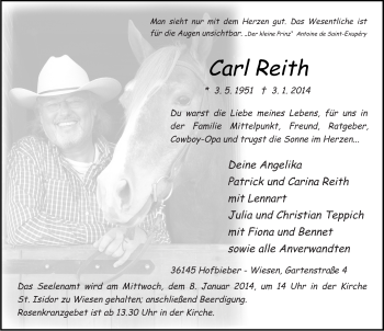 Traueranzeige von Carl Reith 