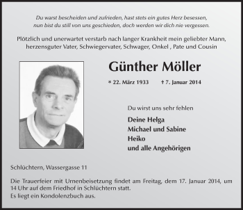 Traueranzeige von Günther Möller 