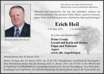 Traueranzeige von Erich Heil 