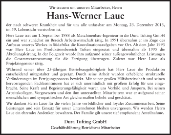 Traueranzeige von Hans-Werner Laue 