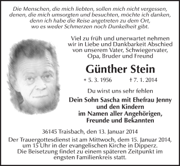 Traueranzeige von Günther Stein 